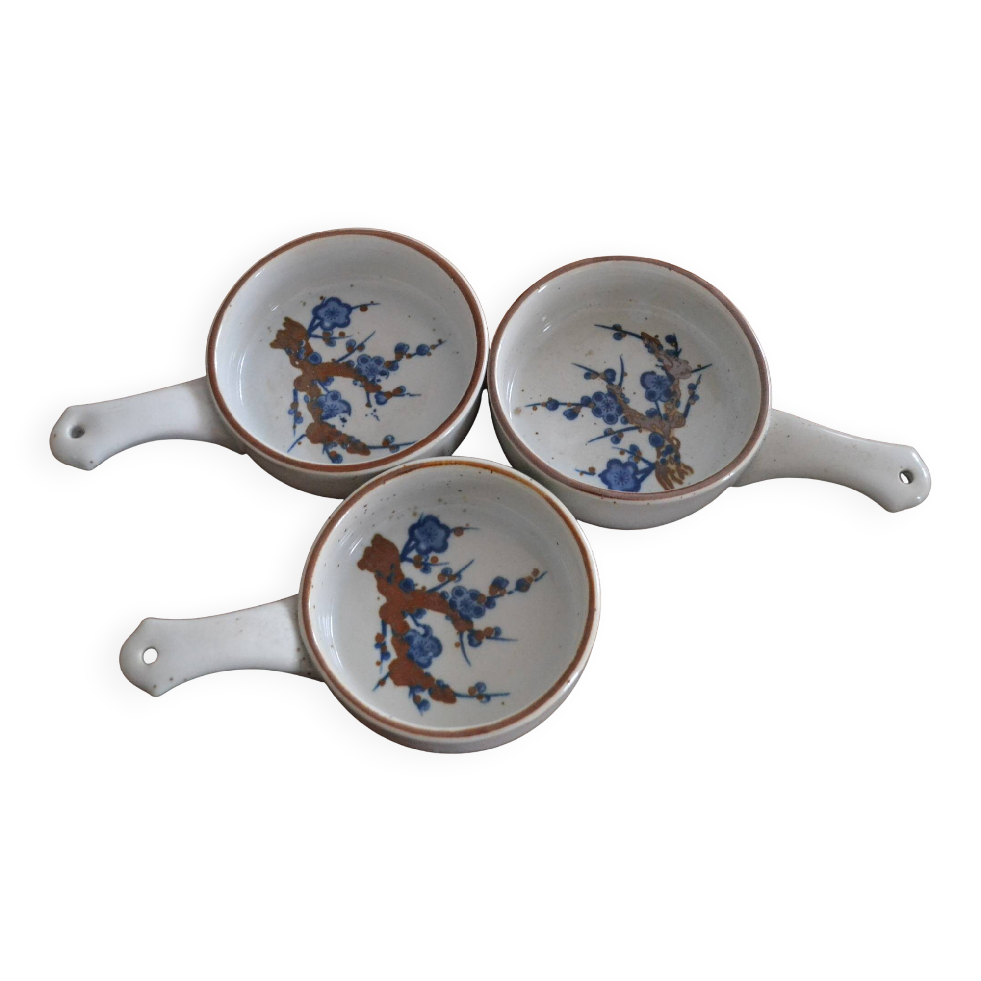Lot de 3 caqulons motif japonisant.
