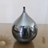 Vase " figue " en céramique noire irisée vintage