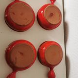 set of 4 red enamelled terracotta casseroles