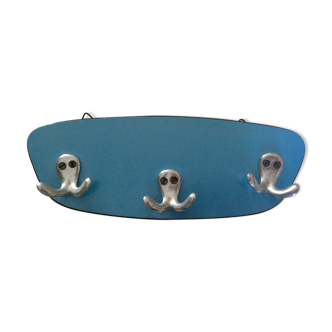 Porte-manteau vintage 60 en formica bleu