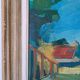 Oil painting on canvas signed Besacier — colourful village landscape