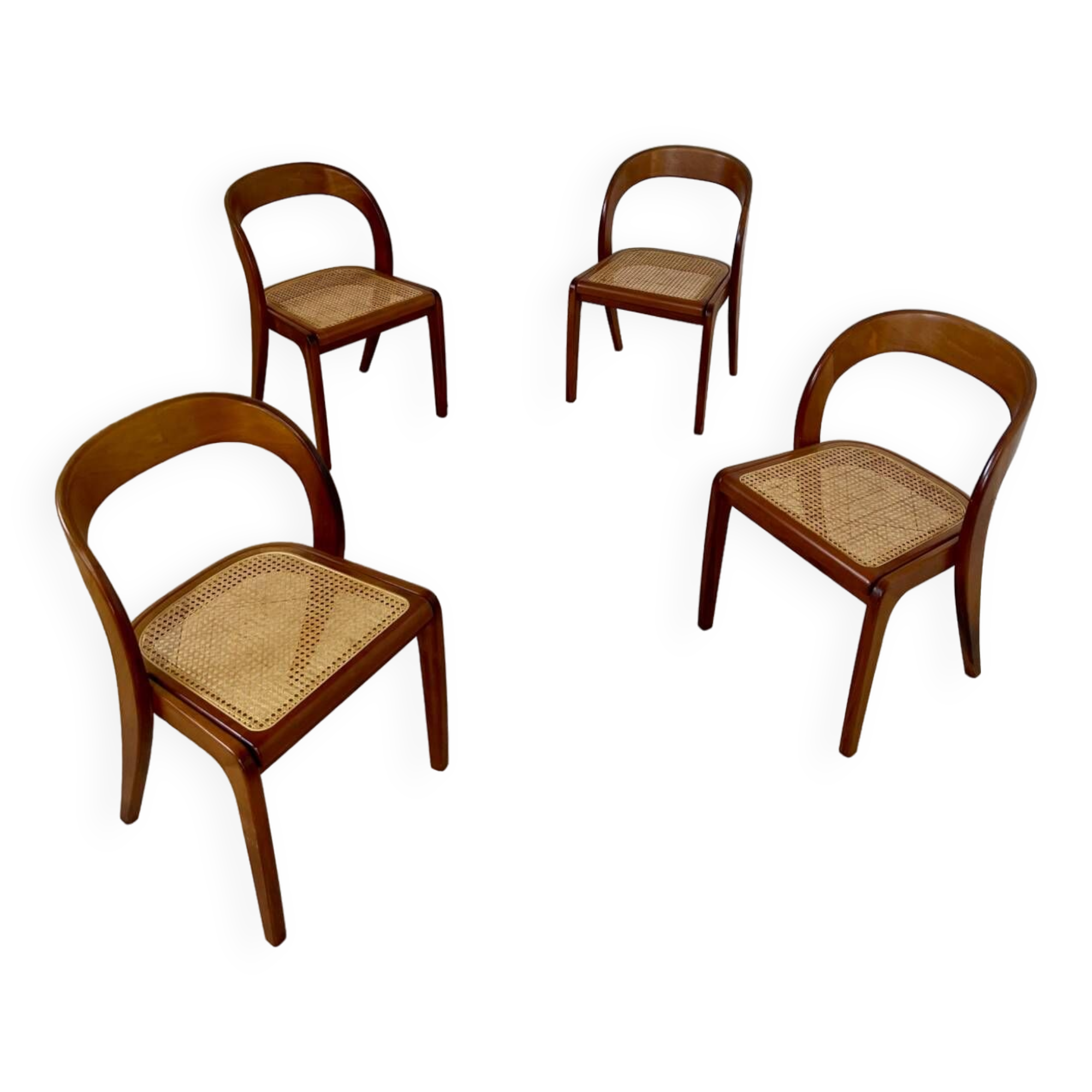 Set of 4 bentwood chairs Baumann design gondola cannage model 60s vintage