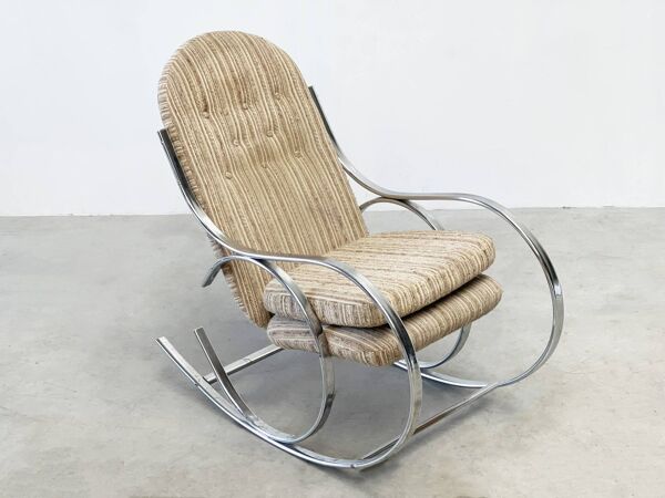 Rocking chair chromé avec le tissu original