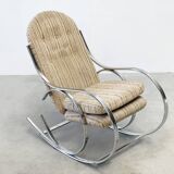 Chrome rocking chair with the original fabric