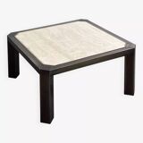 Square travertine and metal coffee table by BC Design