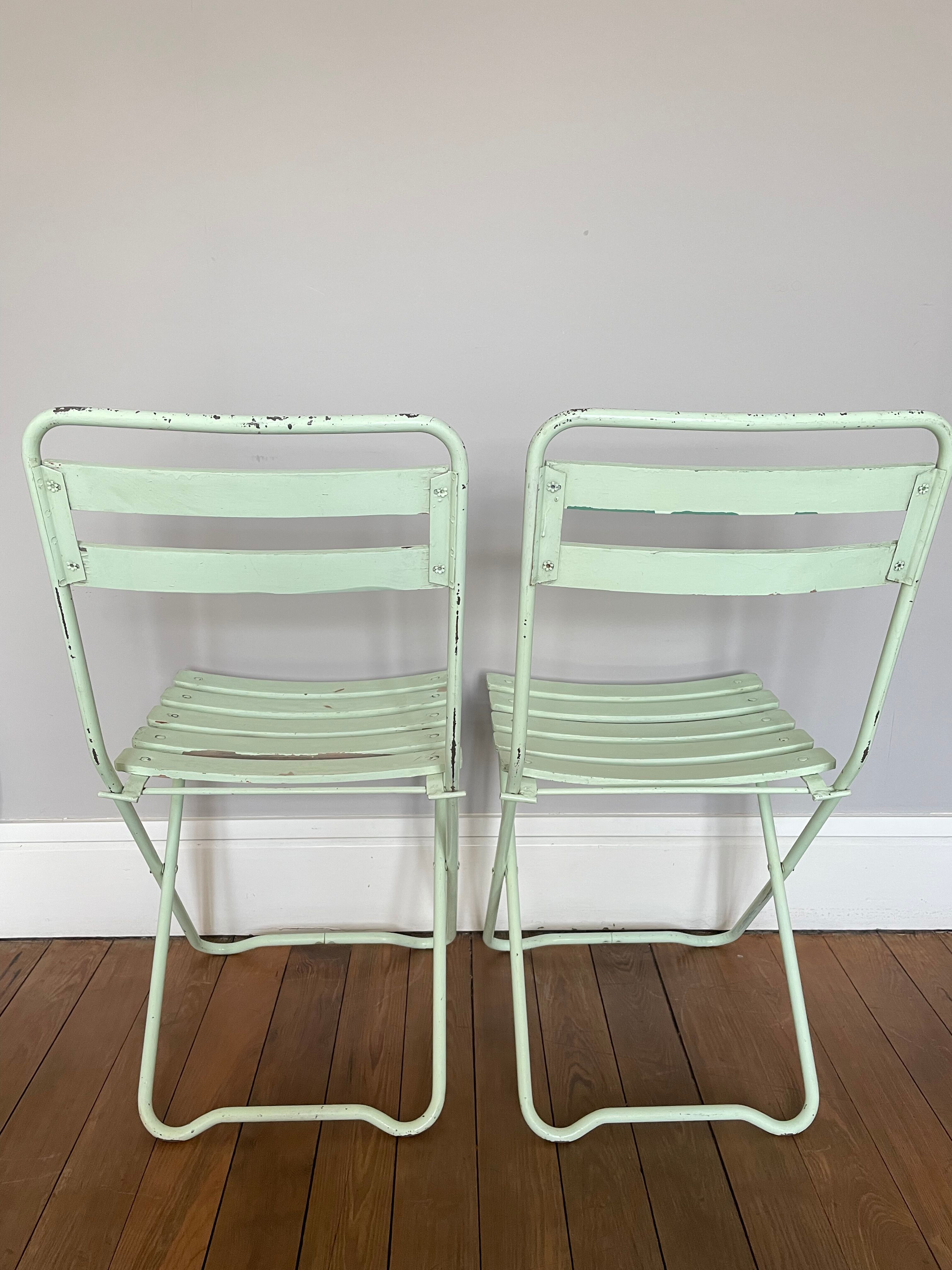 Pair of vintage folding garden chairs