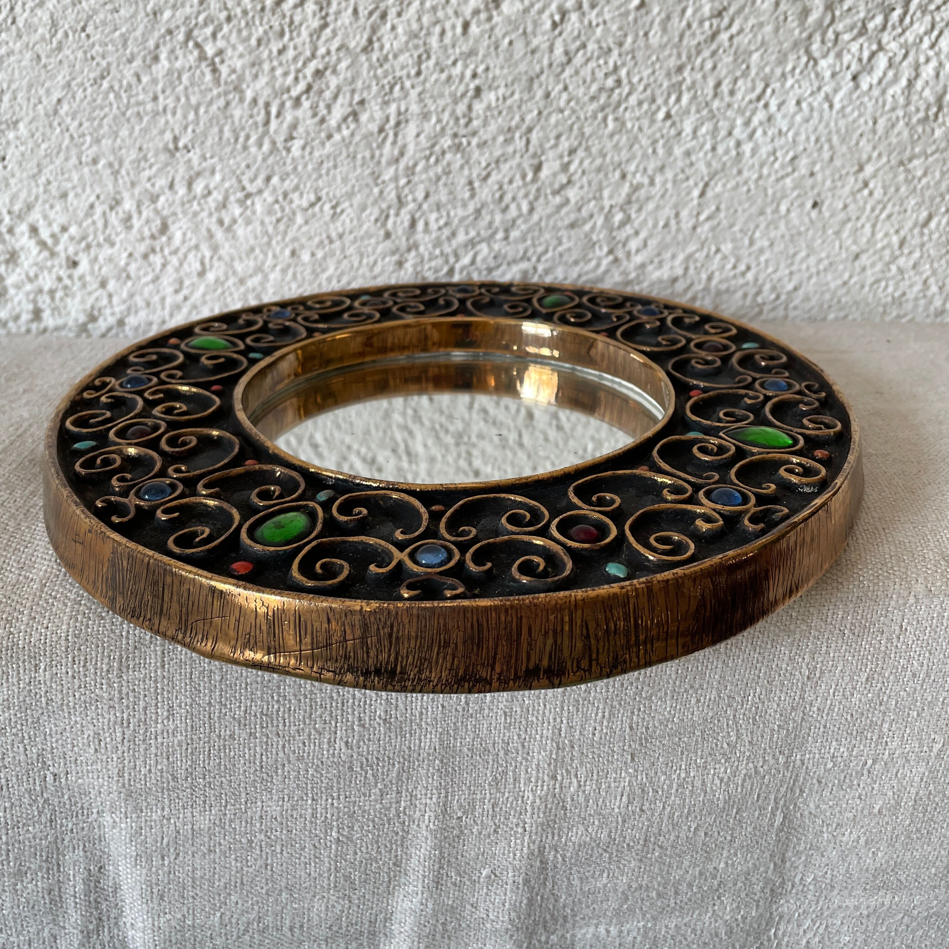 Ceramic mirror design vintage gilded 1960 hendrich thomas