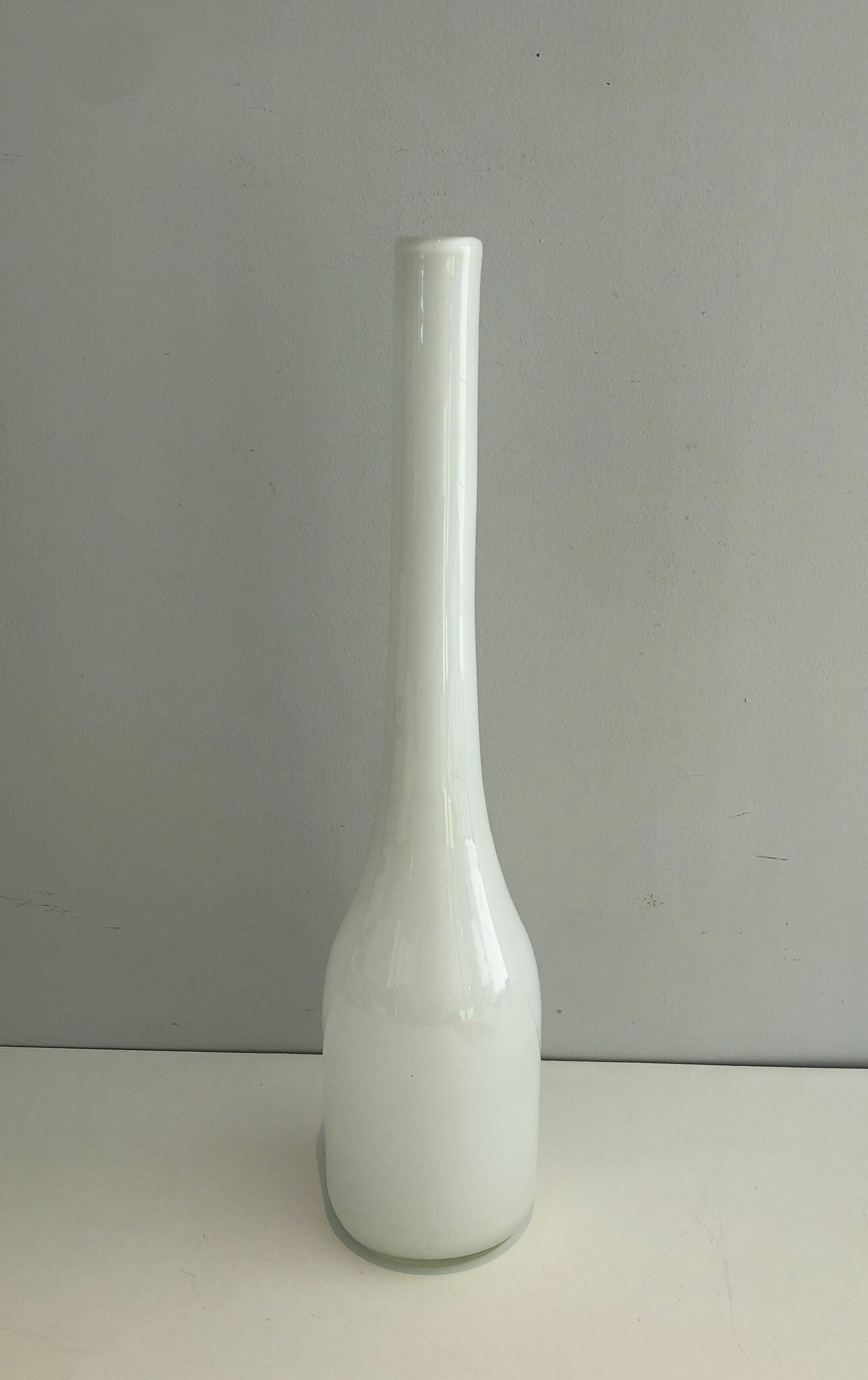 White opaline glass vase