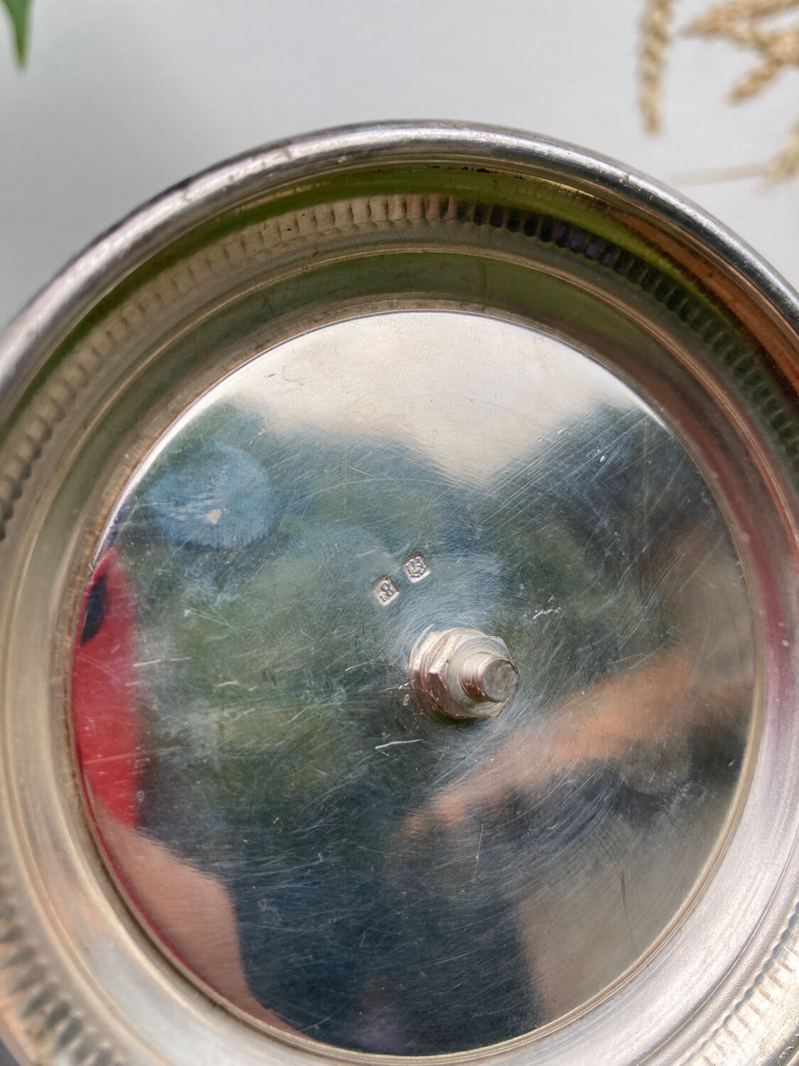 Edouadrien candlestick in old silver metal hallmarked / old candlestick