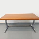 Vintage walnut and chrome metal desk from the 1970s.