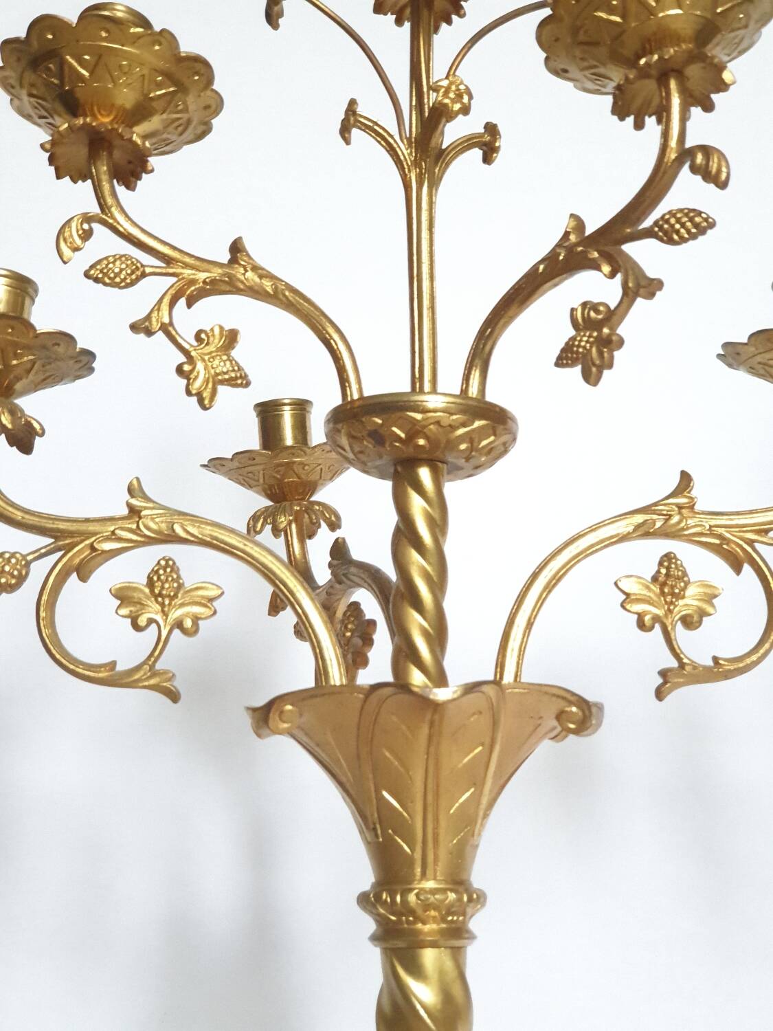 Pair of 19th century neo-Gothic bronze candelabras