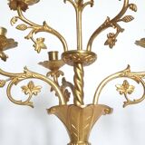 Paire de candélabres neogothique XIXe en bronze