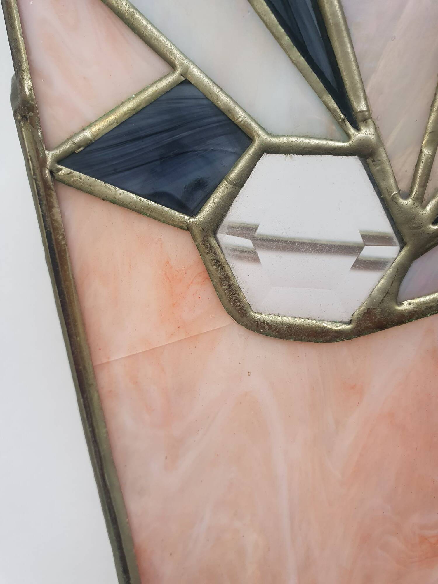 Pair of art-deco stained glass mosaic wall lights