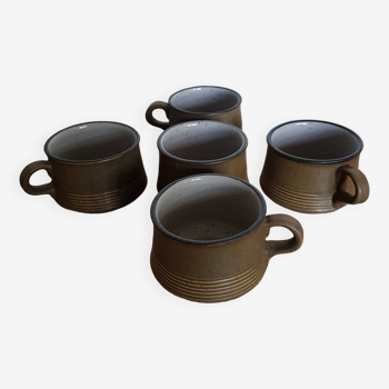 Lot de 4 Tasses à thé + sucrier Purbeck Pottery Studland