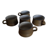 Set of 4 tea cups + sugar bowl Purbeck Pottery Studland