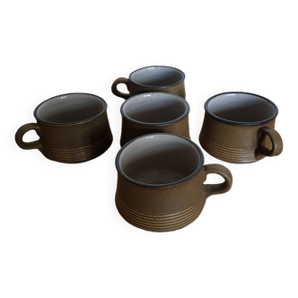 Set of 4 tea cups + sugar bowl Purbeck Pottery Studland