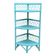 Etagère d’angle en rotin turquoise vintage 1960