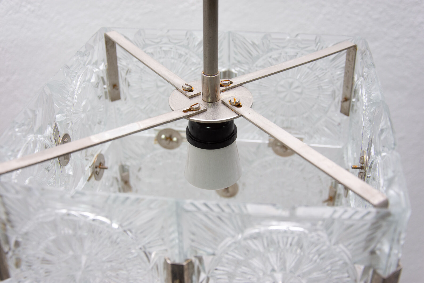 Pair of Glass Cube Pendants for Kamenický Šenov, 1970s