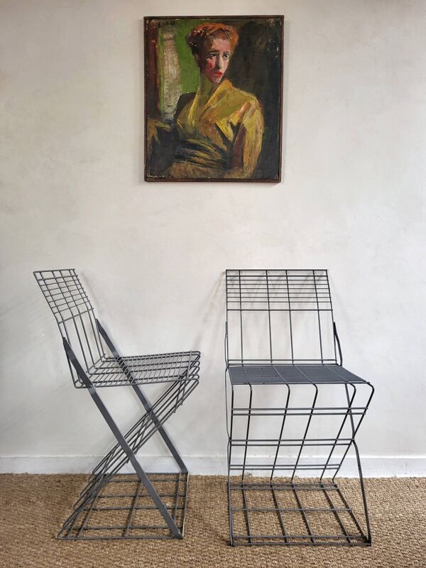 Chaise en métal Zig zag