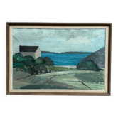 Huile su panneau suédoise – “Motif côtier” par Einar Persson – Signé – Vintage