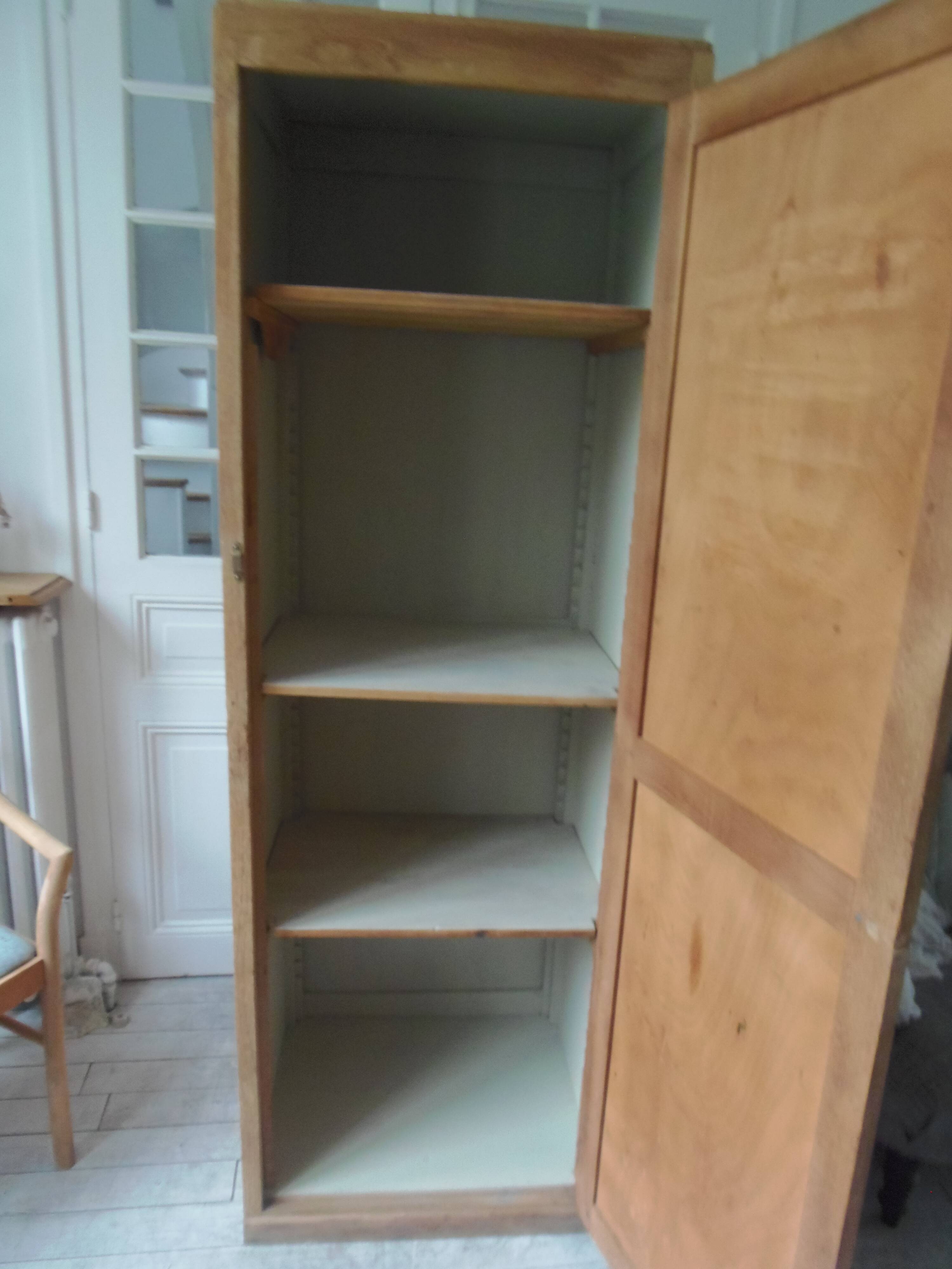 Vintage Parisian 1-door wardrobe, it has been completely cleaned, sanded, treated and waxed.