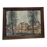 Huile sur toile  vintage Moret  sur Loing