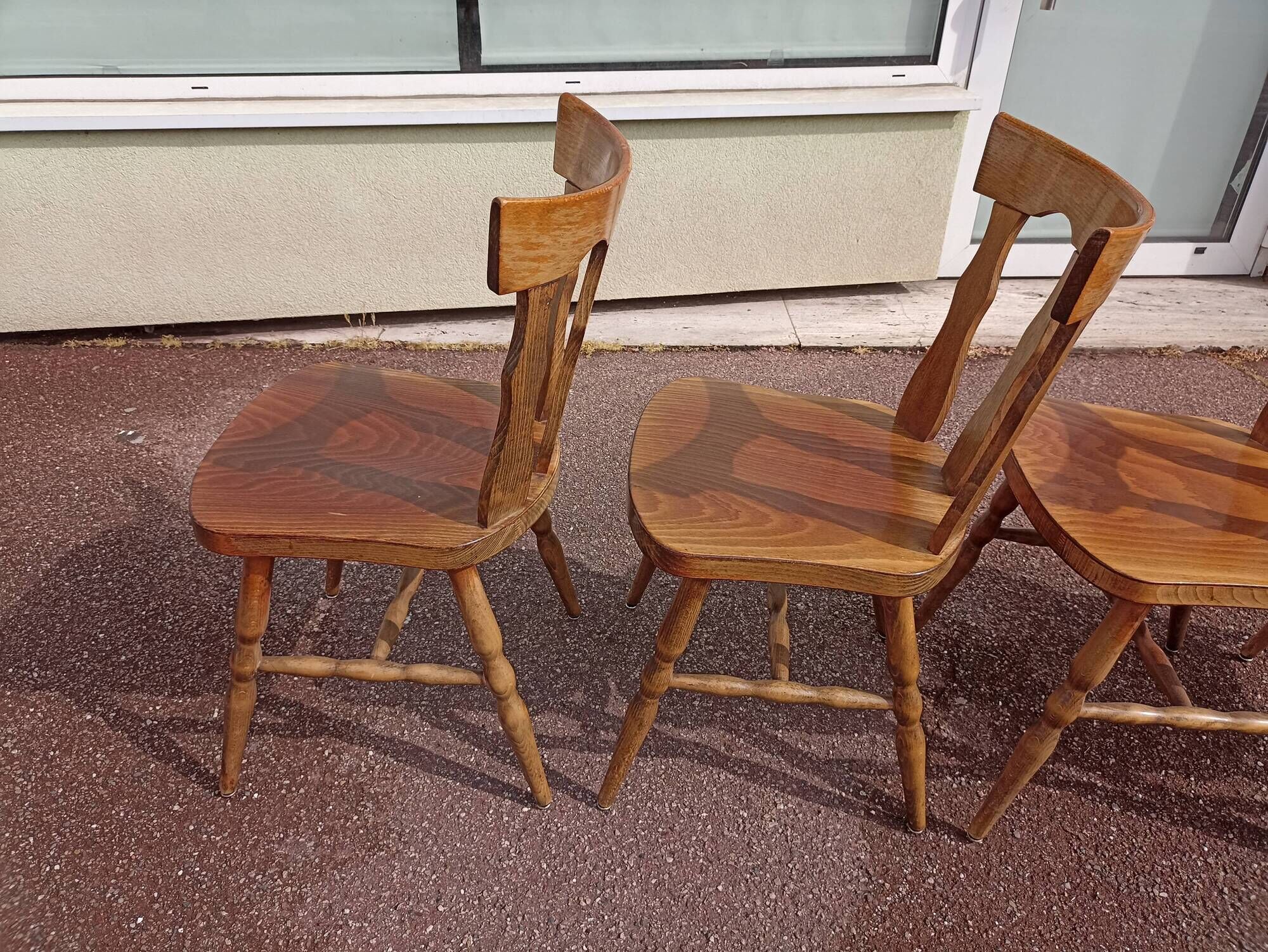 Set of 4 bistro bar chairs year 80 - 90 - wooden - baumann