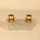 Vintage antique candle holder in molded and gilded glass