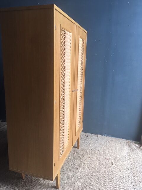 Vintage rattan wardrobe