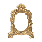 Miniature vintage gold mirror with angels, Italy, 1960s