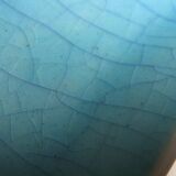 Panière enamels de Longwy decoration turquoise blue background and flowers