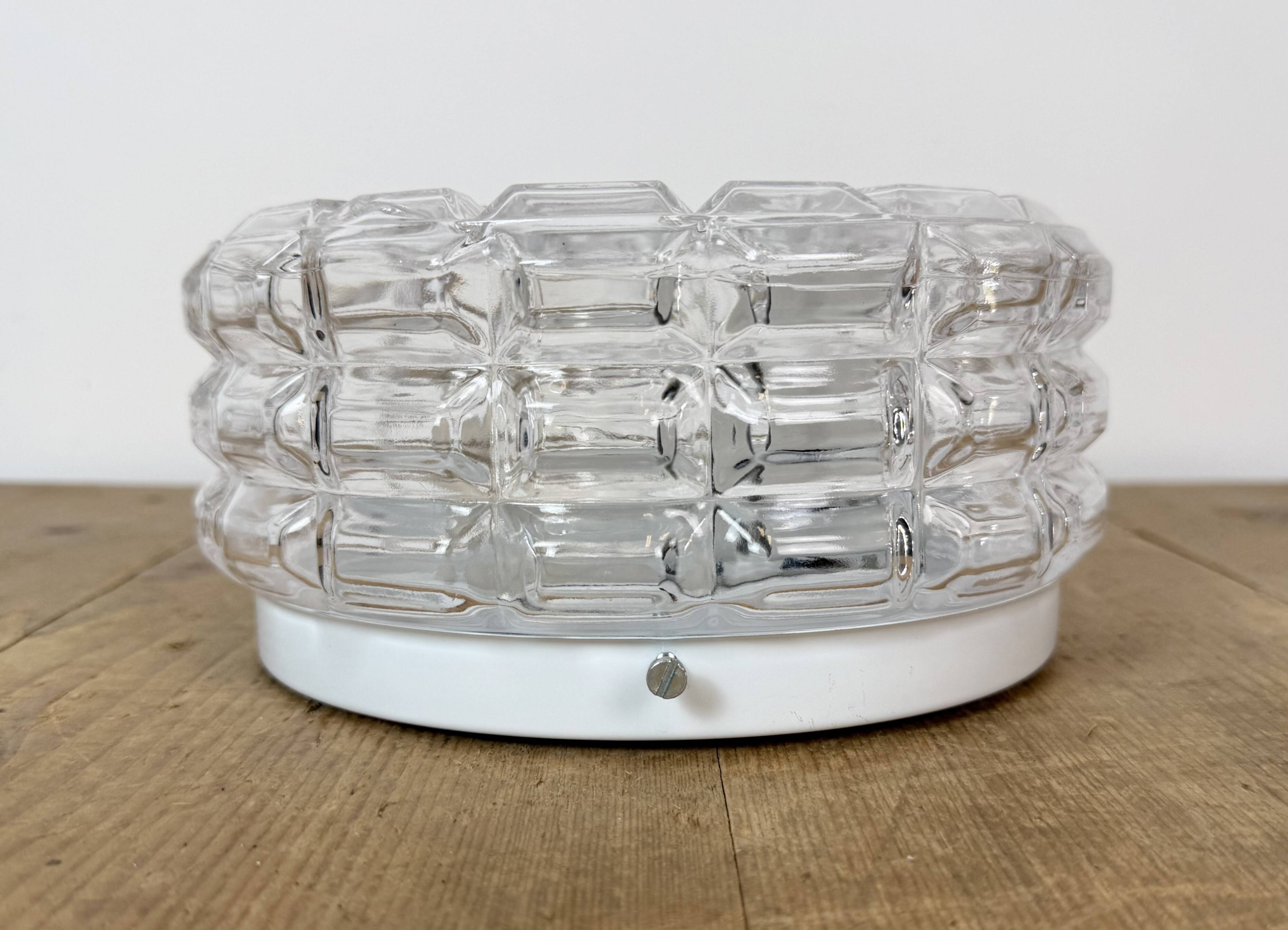 Vintage Glass Wall or Ceiling Light, 1970s