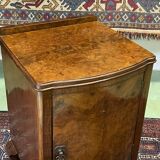English art deco bedside in walnut magnifying glass