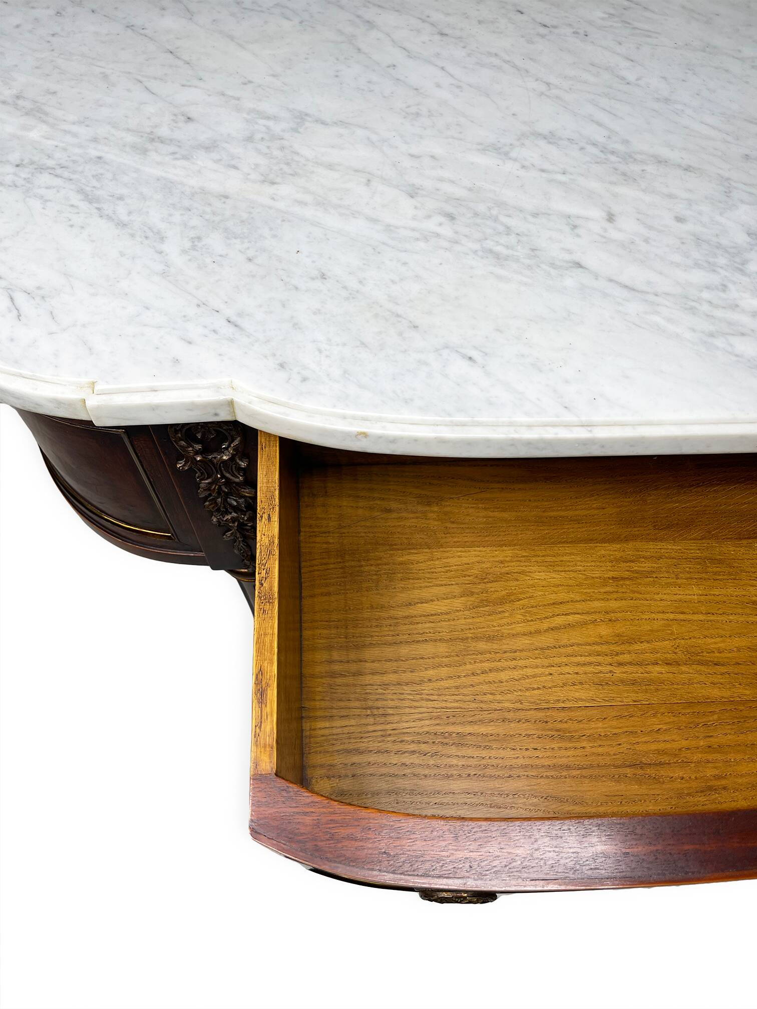 Console française Louis XVI en acajou à plumes, 19ème siècle