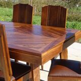 Walnut table with extensions, 6/10 people