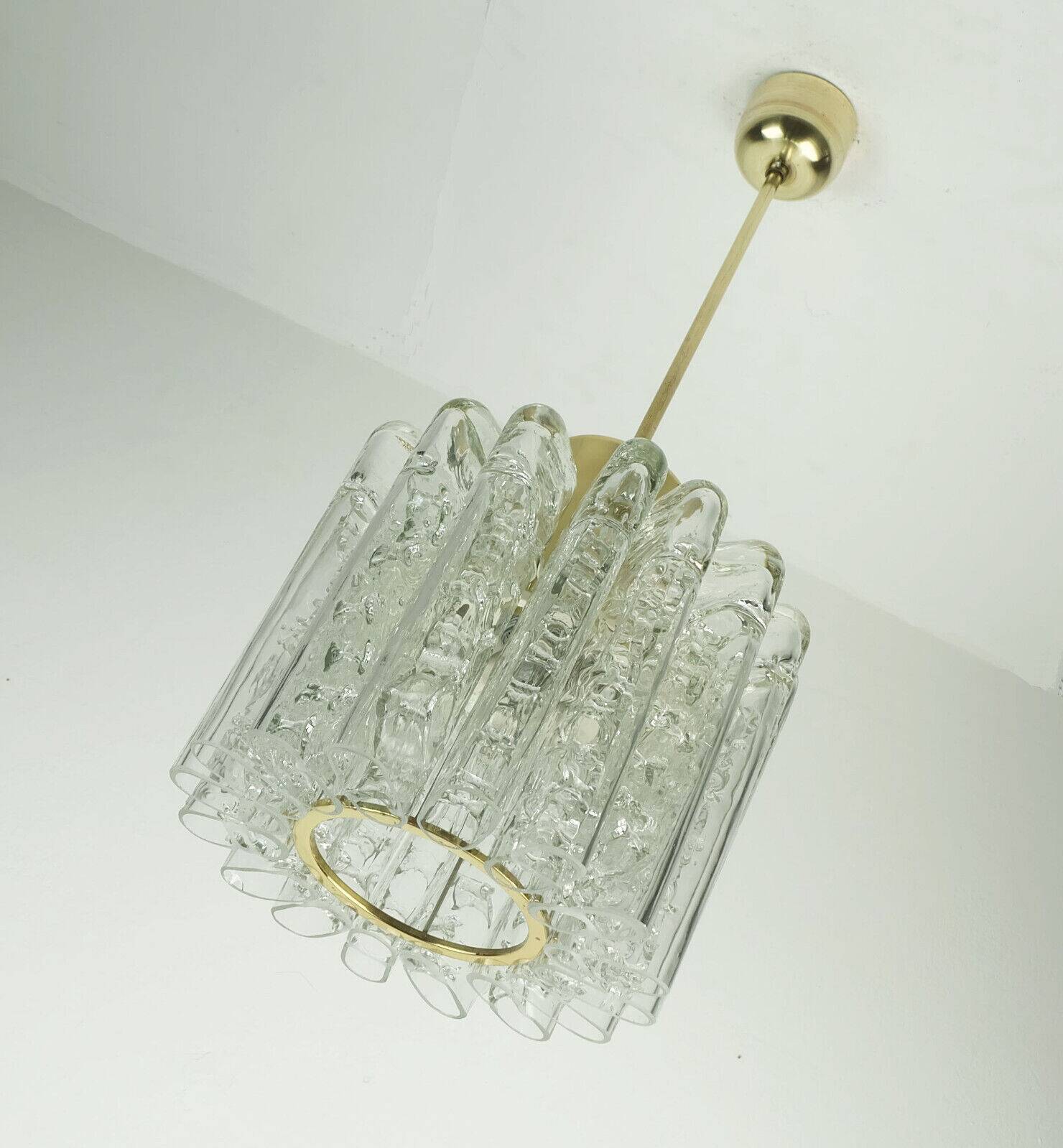 Doria mid century pendant light chandelier with 16 glass tubes 1960s