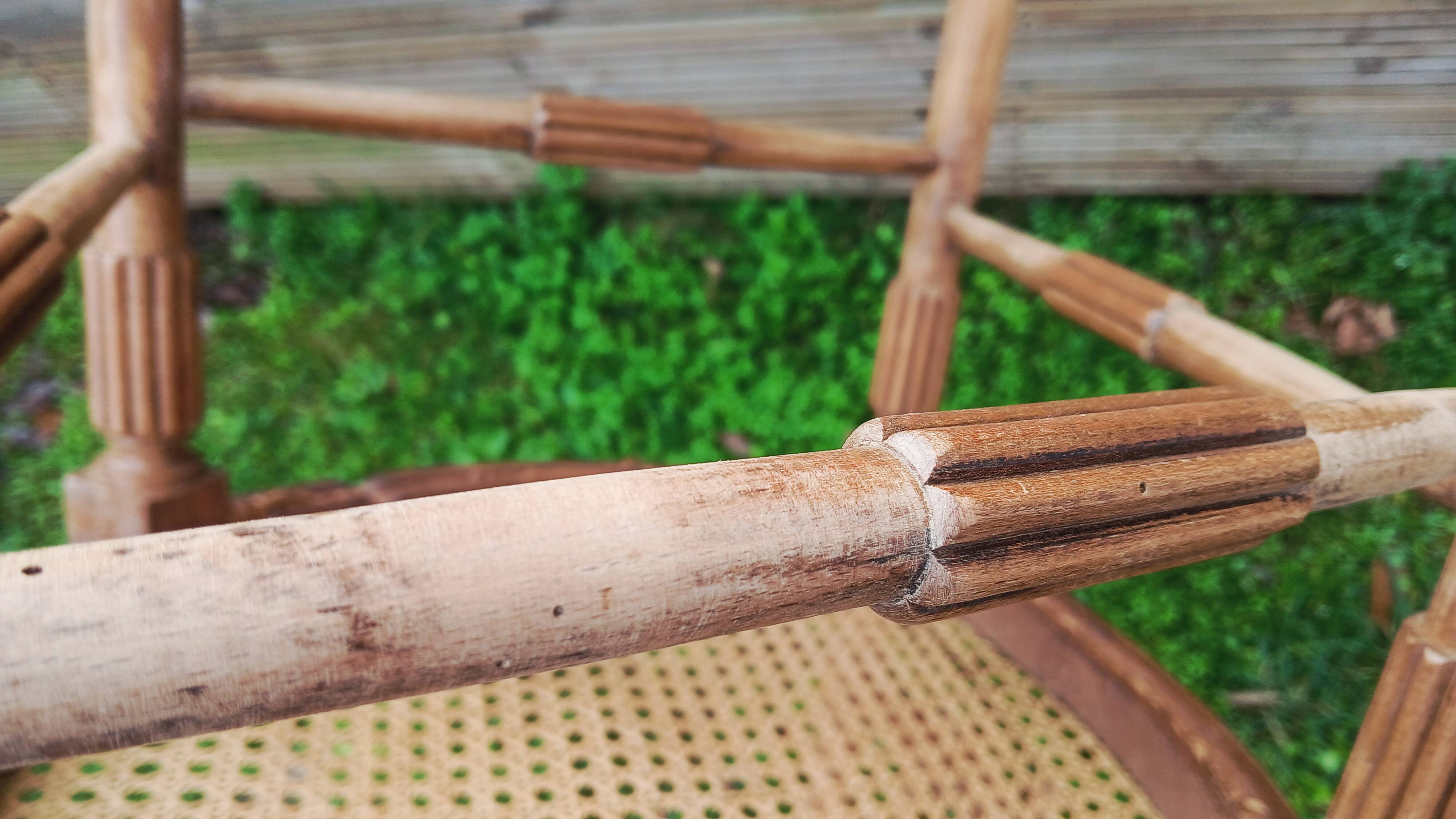 Corner chair in beech, caned seat from the early 20th century.