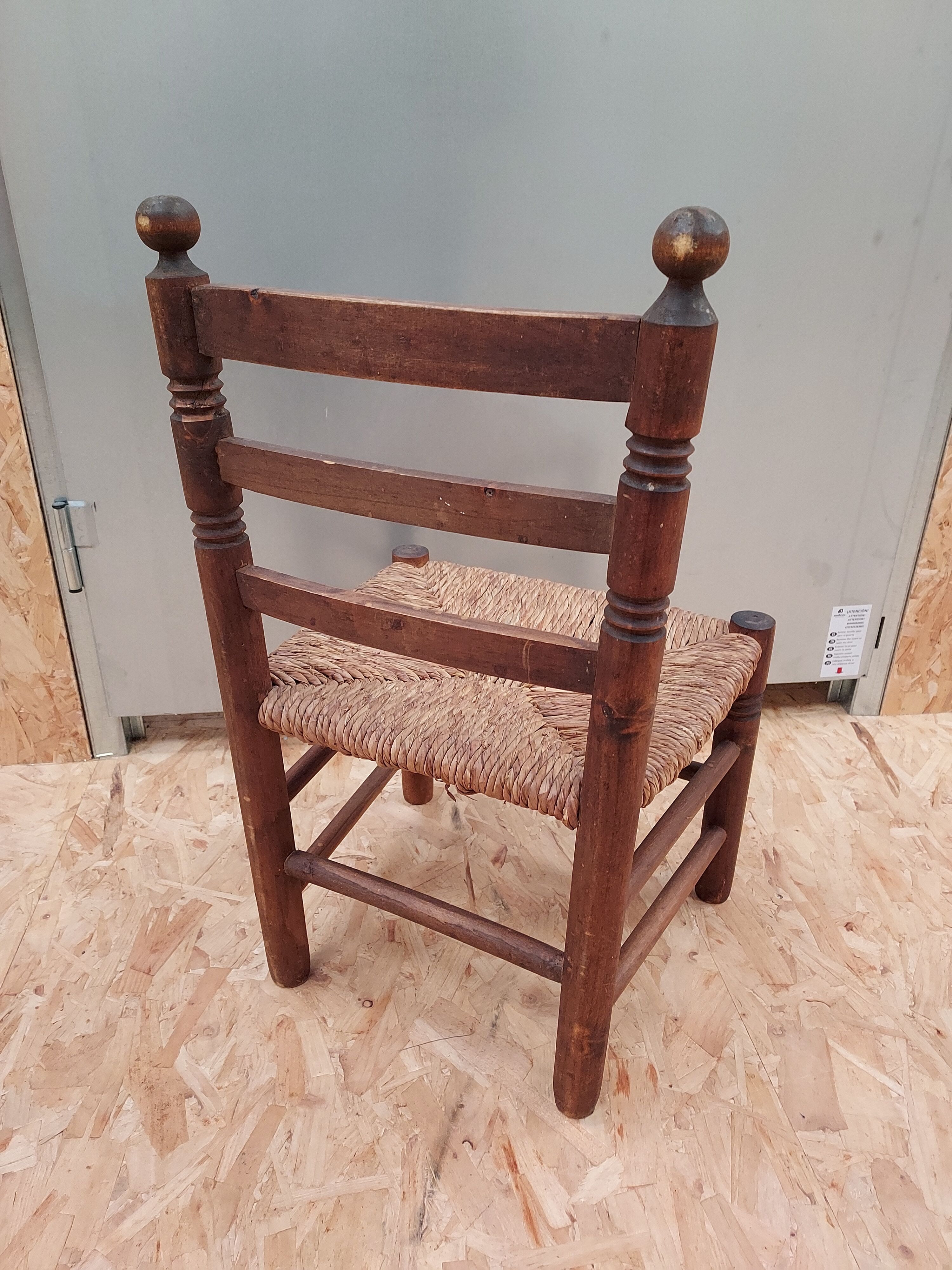 Chaise enfant bois et paille