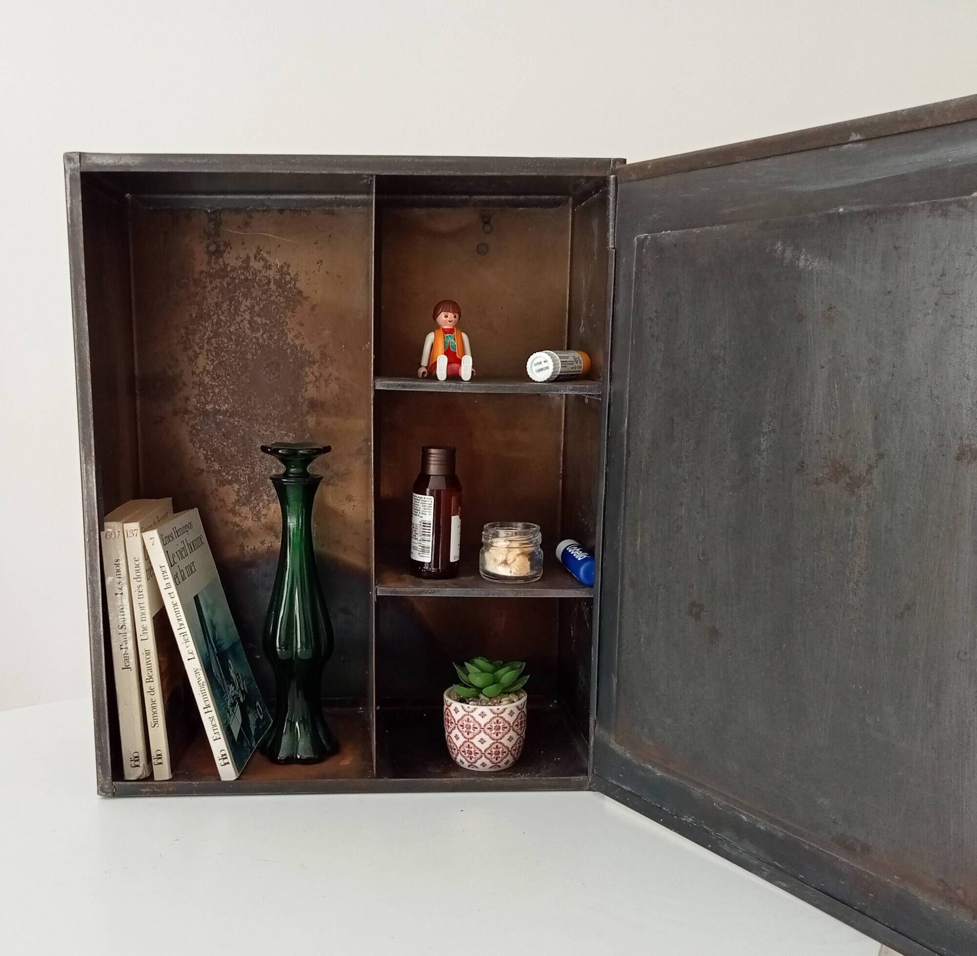 Vintage metal medicine cabinet from the 1950s