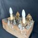 Pair of antique wall lamps - golden metal - grapevines - 1 lights