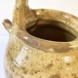 Antique Provençal jug / goat in yellow enamelled stoneware