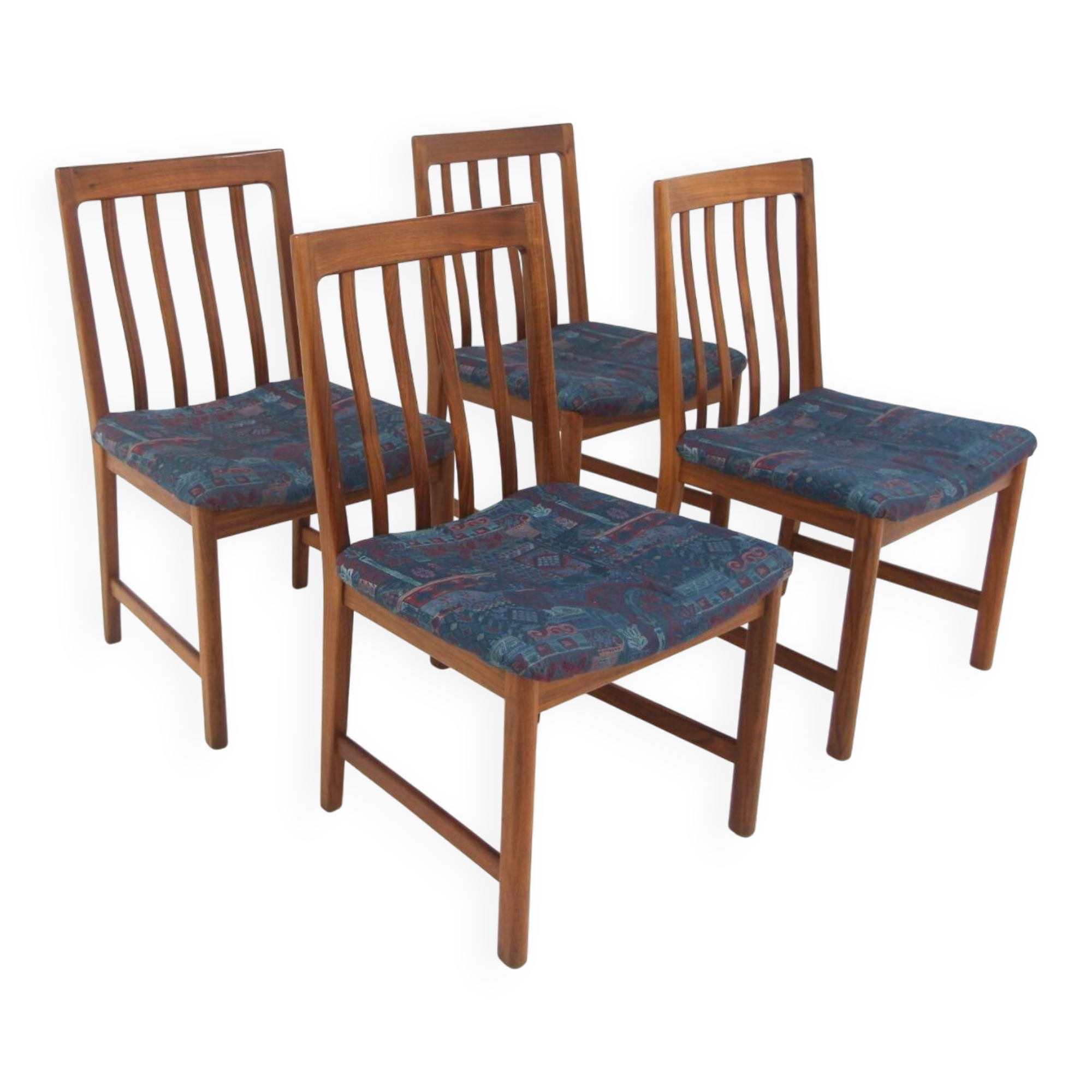 Set of 4 Scandinavian walnut chairs, Karl Erik Ekselius, JOC, Sweden, 1960