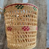 Série de 4 mini cache-pot en paille et fil d'osier tressés