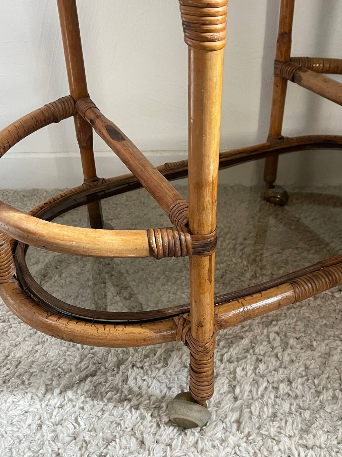 1960s rattan serving cart