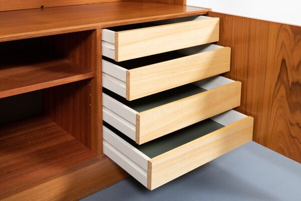Two-piece wardrobe made of Danish teak veneer from the 1970s