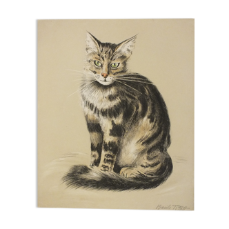 Basile Titoff - Large Signed Lithograph - Elf Cat