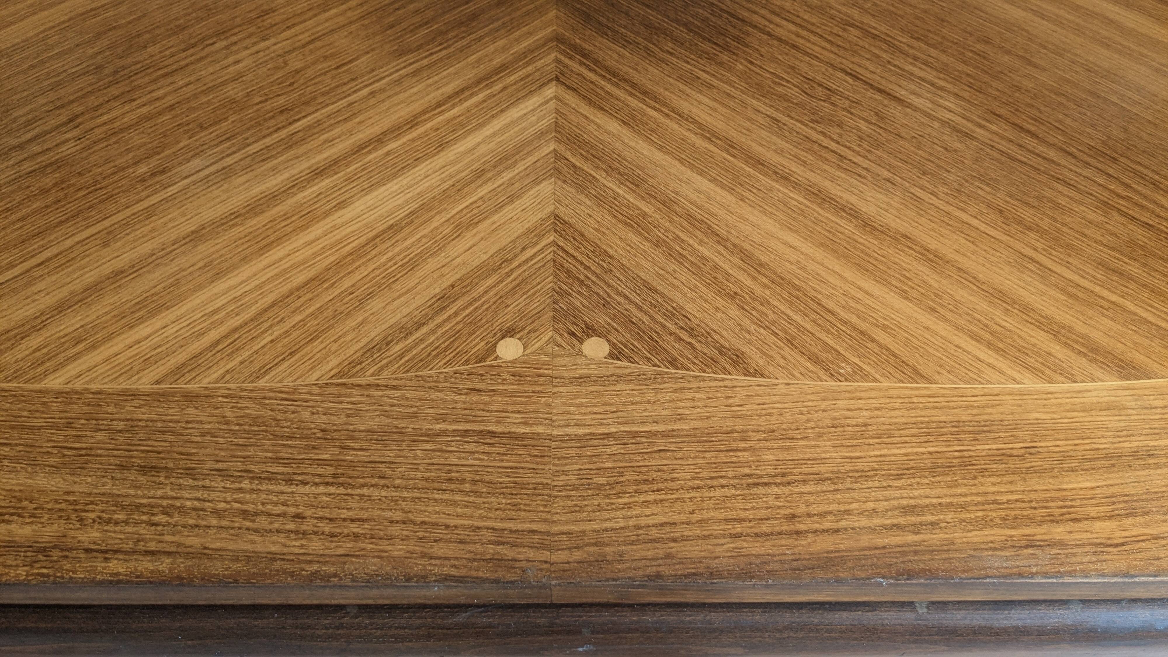 Large Vintage Dining Table 2m. Chevron Inlay