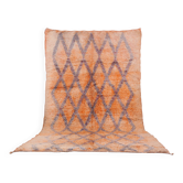 Tapis marocain vintage orange 205 x 340 cm, tapis en laine berbère, décoration intérieure boho