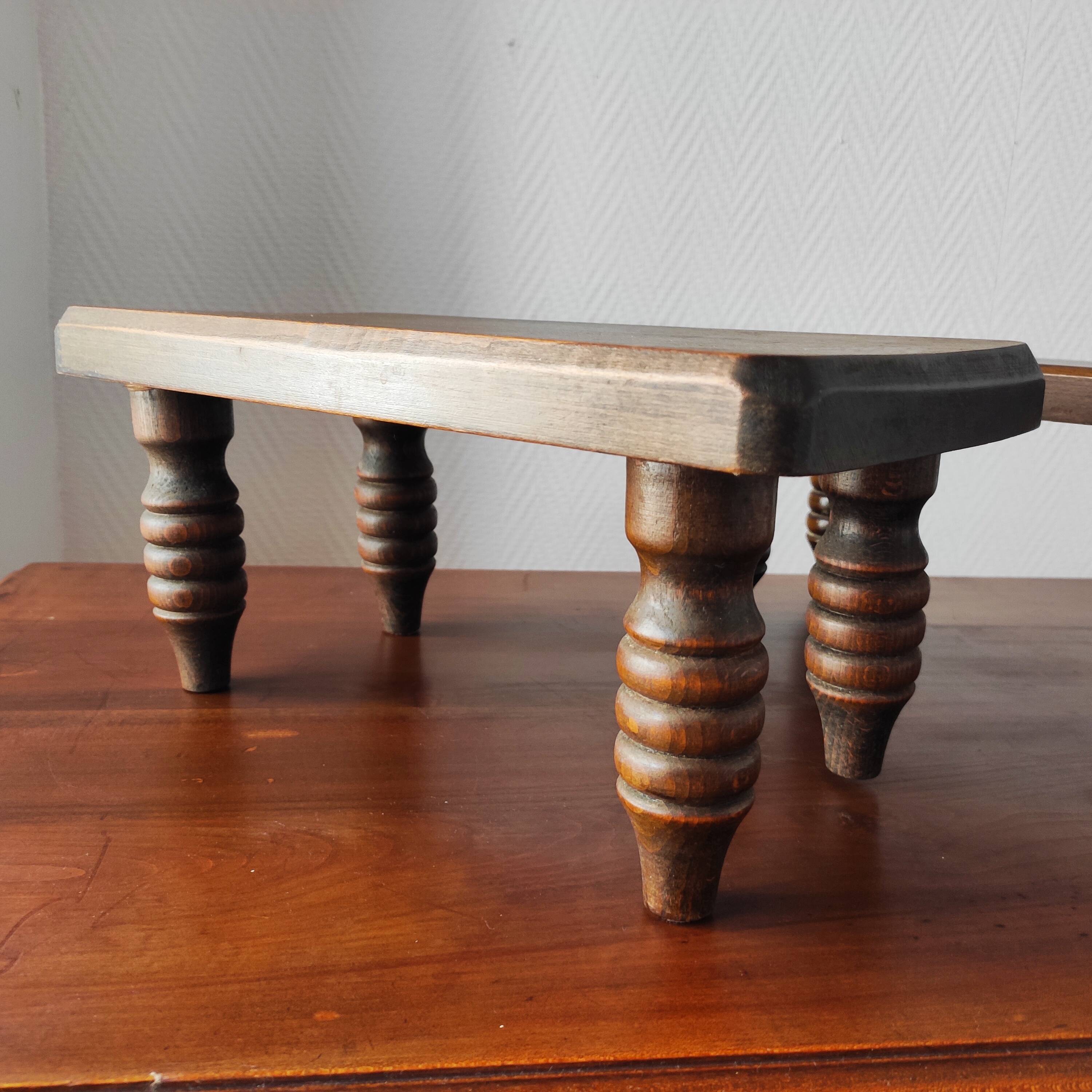 Pair of vintage solid wood footrests