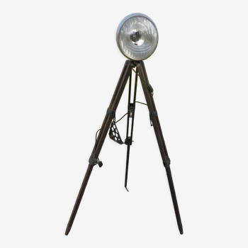 Antique wooden tripod lamp